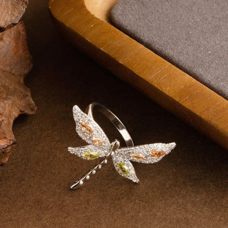 Anello Libellula e Farfalla Argento 925 'Giardino Scintillante'