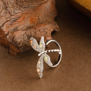 Anello Libellula e Farfalla Argento 925 'Giardino Scintillante'