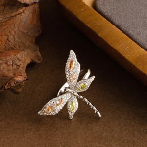 Anello Libellula e Farfalla Argento 925 'Giardino Scintillante'
