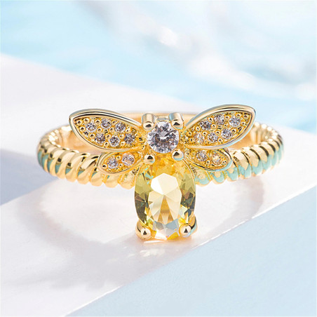 Anello Ape 'Miele Prezioso' - Gioiello in Acciaio Dorato