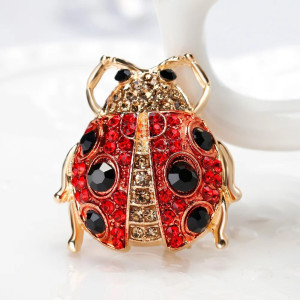 Spilla Coccinella Rossa Portafortuna | Gioiello Strass Donna