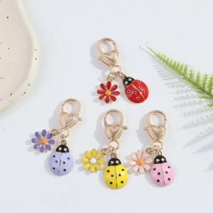 Portachiavi Donna Girasole e Coccinella | Idea Regalo Originale
