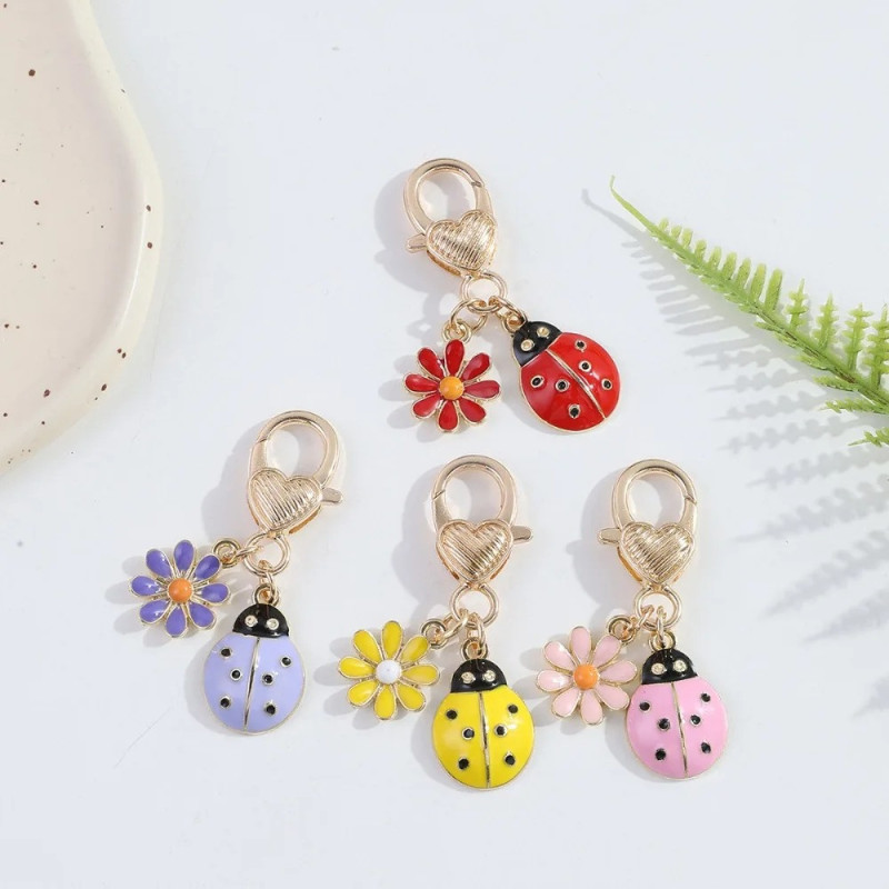 Portachiavi Donna Girasole e Coccinella | Idea Regalo Originale