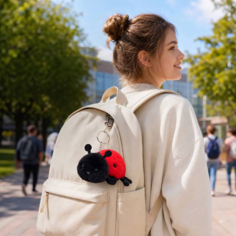 Portachiavi Coccinella in Peluche «Piccola Portafortuna»
