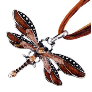 Collana Libellula Bagliori d'Arcobaleno - Marrone