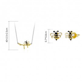 Collier abeille en argent Sterling 925 avec boucles d'oreilles abeille dimensions