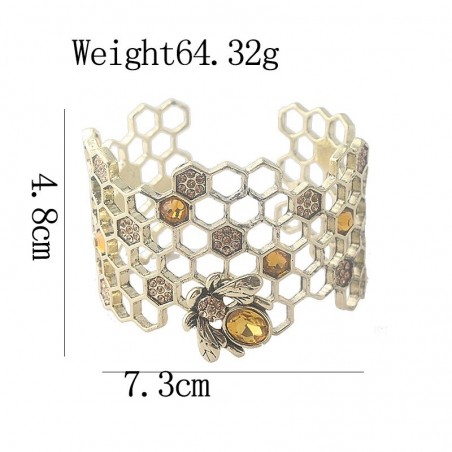 Bracelet ouvert en forme de nid d'abeille dimentions