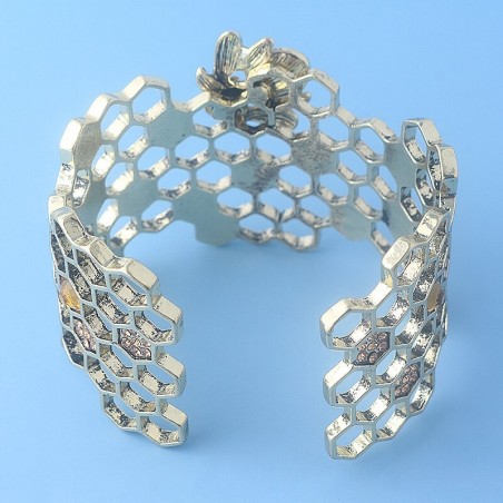 Bracelet ouvert en forme de nid d'abeille vue arrière