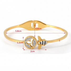 Bracelet abeille en acier inoxydable de couleur or, argent ou or rose dimensions