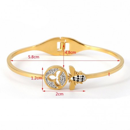 Bracelet abeille en acier inoxydable de couleur or, argent ou or rose dimensions