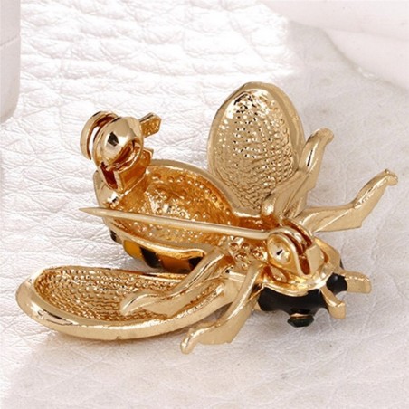 Magnifique broche abeille en émail vue dessous