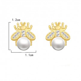 Boucles d'oreilles abeille avec perle blanche dimensions