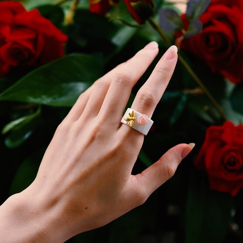 Anello Ape in Ceramica e Argento 925 | Idea Regalo Donna Unica