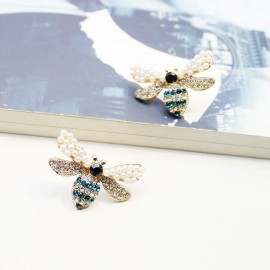 Boucles d'oreilles petite abeille Zircon Strass vue arrière