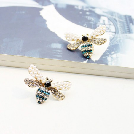 Boucles d'oreilles petite abeille Zircon Strass vue arrière