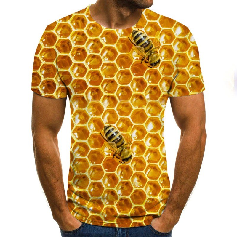 Maglietta Uomo Ape con Motivo 3D Nido d'Ape Originale!