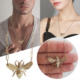 Collier pendentif abeille  en acier inoxydable pour homme et femme