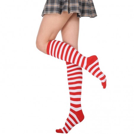 Chaussettes Abeille noires rayées Lolita pour femmes modèle Rouge
