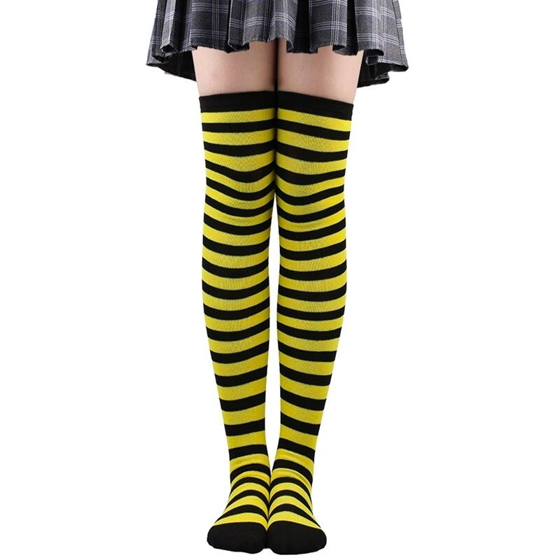 Chaussettes Abeille au dessus du genou pour femmes à rayures abeille - modèle 1