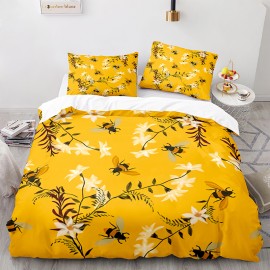 Ensemble de Literie Couette Abeille butinant des fleurs