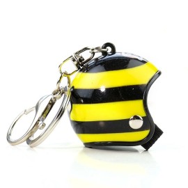 Porte-clés Abeille Casque de Moto jaune et noir vue côté