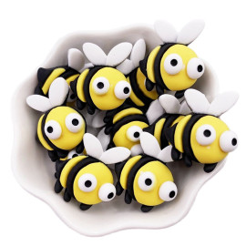 Lot de 10 Petites Figurines Abeille en résine colorée 3D