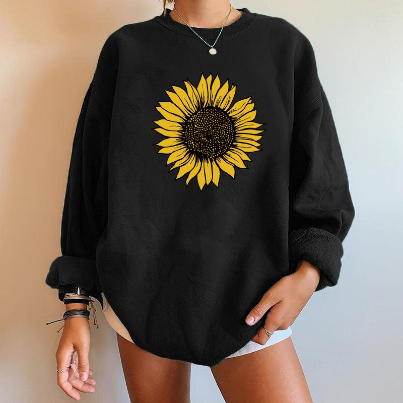 Magnifique Sweatshirt avec imprimé tournesol - couleur gris foncé