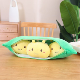 peluches 3 bébés abeilles avec enveloppe coussin petit pois