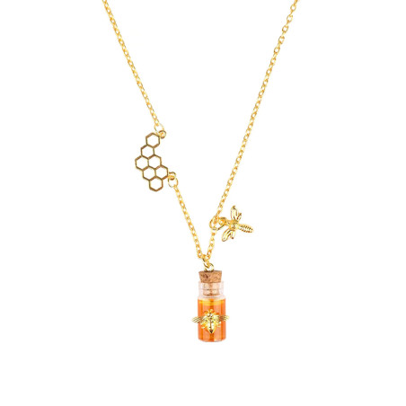 Magnifique Collier pendentif pot de miel et breloques
