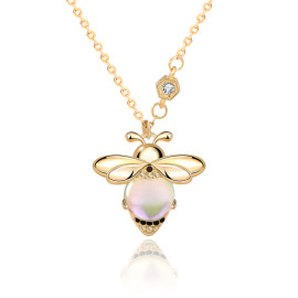 Ras de cou talisman  abeille pierre de lune