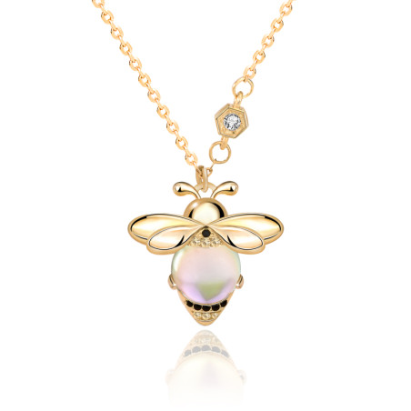Ras de cou talisman  abeille pierre de lune