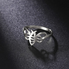 Bague abeille graphique - modèle argent