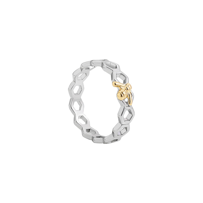 Anneau alvéole sans strass - couleur argent