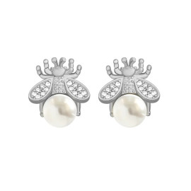 boucle d'oreilles abeille Clous perles dorés ou argentés modèle argent