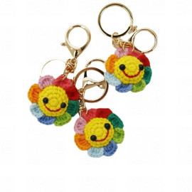 article Porte-clé doudou marguerite multicolore