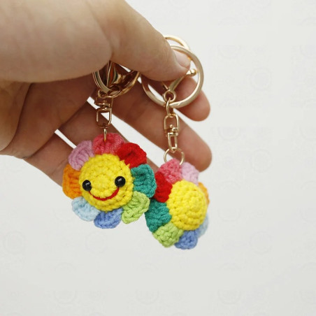 Détails Porte-clé doudou marguerite multicolore