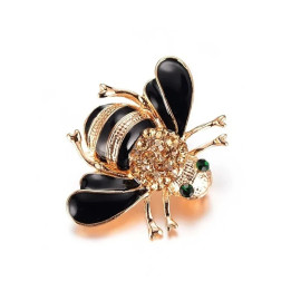 vue dessus Broche abeille noire profond