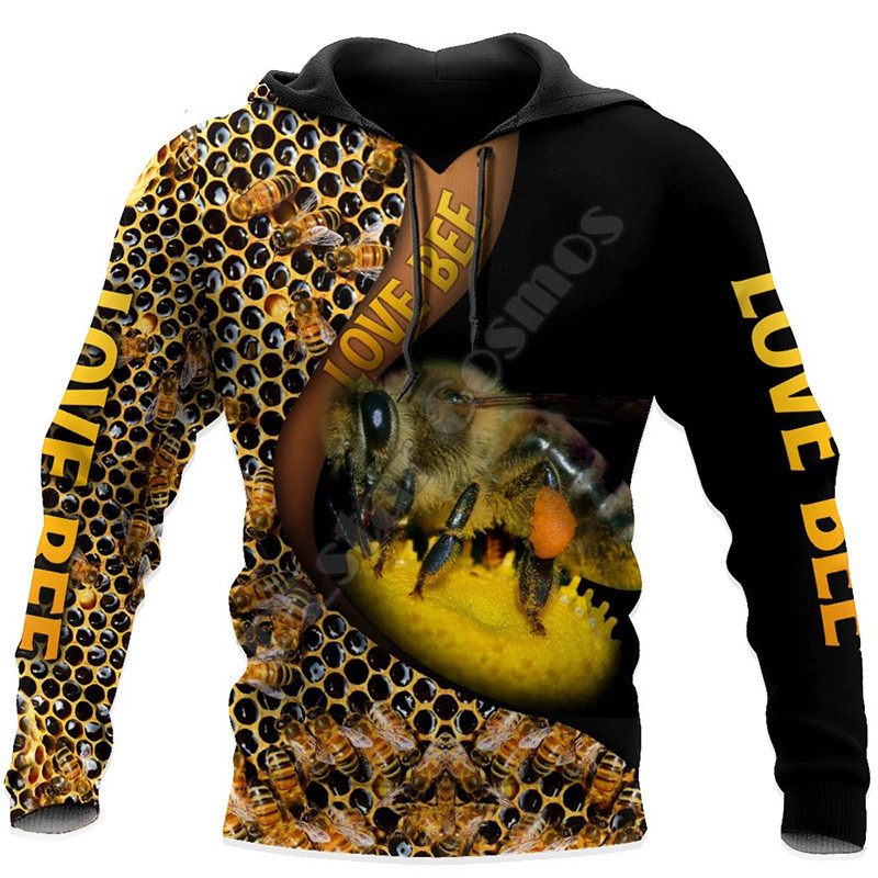 détails  Hoodie coupe motard abeilles en 3D