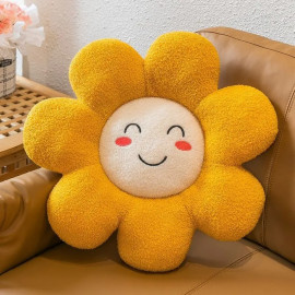 Coussins peluche fleurs souriantes avec fossettes - modele 1