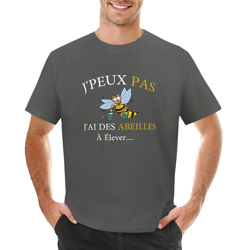 T-shirt abeillle : J'peux pas.. j'ai des abeilles à élever! gris