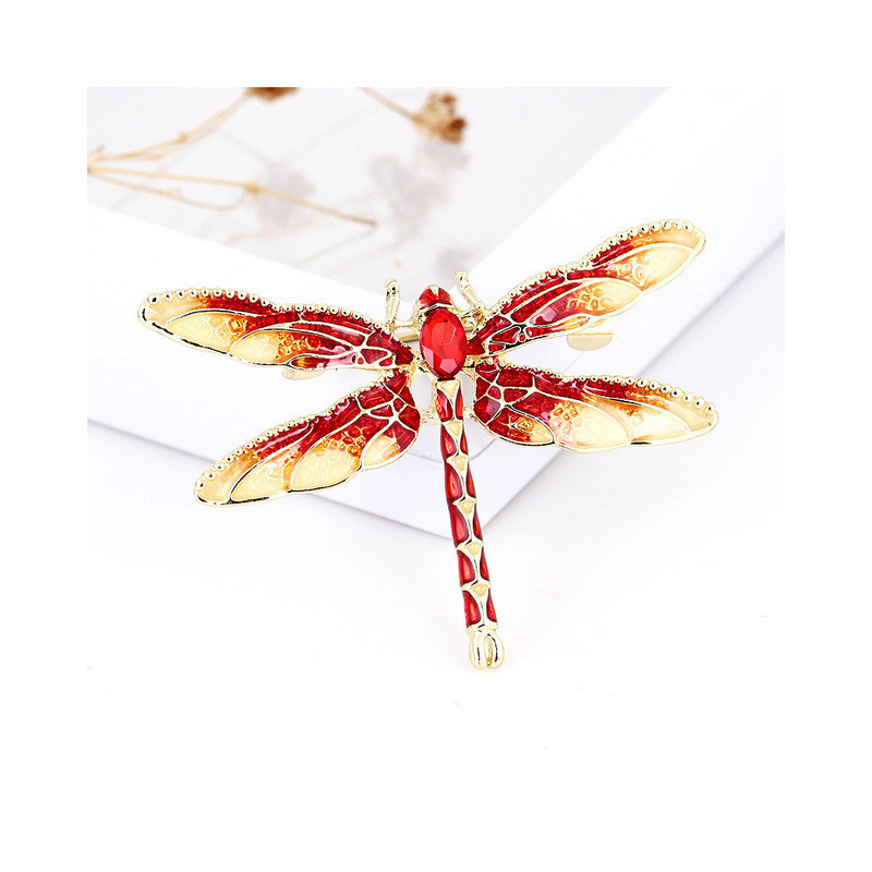 broche libellule cristal couleur rouge