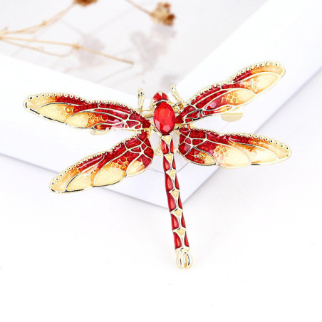 broche libellule cristal couleur rouge