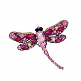 Magnifique Broche Libellule Grand Format Couleur Rose
