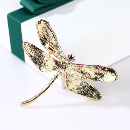 Broche Libellule Élégante avec Strass Vue Arrière