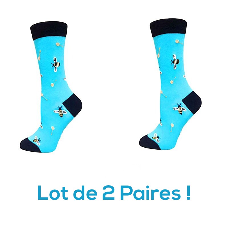 Lot de 2 paires de Chaussettes femme Motifs abeilles