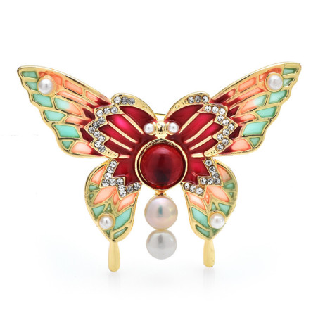 Grande Broche Papillon avec Perles Détails