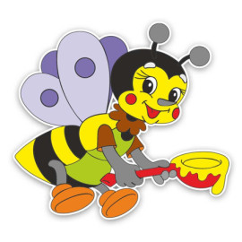 Autocollant Abeille colorée avec cuilliére de Miel