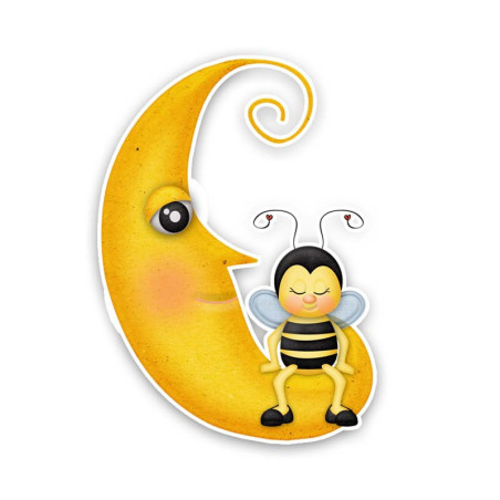 Autocollant Abeille bébé Abeille dormant au Clair de Lune en PVC