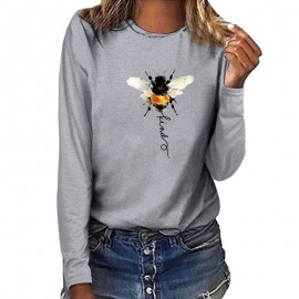 T-shirt manches longues pour femme Bee Kind gris