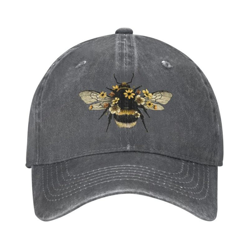 Casquette Abeille en denim Abeille Réaliste Couleur Gris Foncé